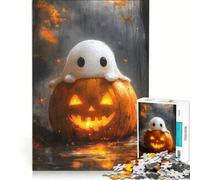 Puzzles for Adults 1000 Pieces Ghost on Pumpkin, Brain Teaser Game, Difficult Hard, Deal As Gifts for The Whole Family 50x75cm