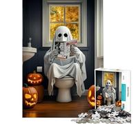 Puzzles for Adults 1000 Pieces Ghost on The Toilet Impossible Game Learning Educational Toys Birthday Gifts Precision Cutting (Size 38x52cm)