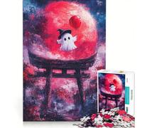 Puzzles for Adults 1000 Pieces Ghost with Balloon at Torii Gate, Brain Teaser Game, Difficult Hard, Deal As Gifts for The Whole Family 50x75cm