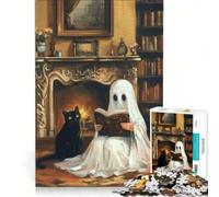 Puzzles for Adults 1000 Pieces Ghostly Reading by The Fireplace, Brain Teaser Game, Difficult Hard, Deal As Gifts for The Whole Family 50x75cm