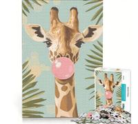 Puzzles for Adults 1000 Pieces Giraffe Blowing Bubble Gum, Brain Teaser Game, Difficult Hard, Deal As Gifts for The Whole Family 50x75cm