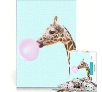 Puzzles for Adults 1000 Pieces Giraffe Blowing Bubble Gum, Brain Teaser Game, Difficult Hard, Deal As Gifts for The Whole Family 50x75cm