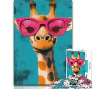 Puzzles for Adults 1000 Pieces Giraffe Wearing Glasses 1000 Piece Jigsaw,Educational Stress Relief Toy Gifts for Friends And Family (size 38x26cm)