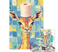 Puzzles for Adults 1000 Pieces Giraffe with Toilet Paper Hat Learning Educational Toys Brain Teaser Game for The Whole for Women Men (Size 38x26cm)