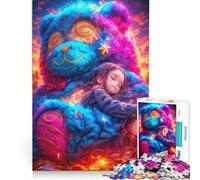 Puzzles for Adults 1000 Pieces Girl Sleeping with Giant Teddy Bear, Brain Teaser Game, Difficult Hard, Deal As Gifts for The Whole Family 38x52cm