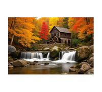 Puzzles for Adults 1000 Pieces Glade Creek Mill State Park West Virginia Wooden Jigsaw Puzzles Challenging Fun Family Game Gifts Toy for Kids Seniors Party Boys Girls