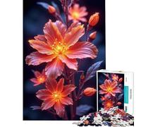 Puzzles for Adults 1000 Pieces Glowing Orange Flowers on Dark Background Fun Activities at Home Family Activities Relaxing Games for 14+ Puzzle Game Offered (50x75cm)