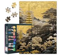 Puzzles for Adults 1000 Pieces, Gold and Silver Japanese Temple Architecture Jigsaw Puzzles, Adult Puzzle for Adults, Educational Fun Games or Toys for Elders Friends 20X27 INCH