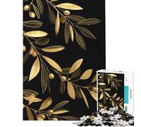 Puzzles for Adults 1000 Pieces Gold Leaf Learning Educational Toys Brain Teaser Game for The Whole for Women Men (Size 38x52cm)