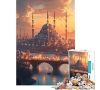 Puzzles for Adults 1000 Pieces Golden Cityscape Romantasy Learning Educational Toys Brain Teaser Game for The Whole for Women Men (Size 38x52cm)