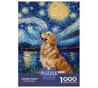 Puzzles for Adults 1000 Pieces Golden Dog Under Starry Sky -4 Jigsaw Puzzle Brain Teaser Game But Fun And Humorous Christmas Birthday Gifts 38x26cm/1000pcs
