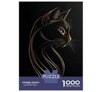Puzzles for Adults 1000 Pieces Golden Line Black Cat Puzzles for Adults Brain Teaser Game Home Decoration Fun Activities at Home 38x26cm/1000pcs