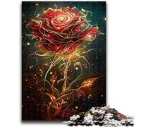 Puzzles for Adults 1000 Pieces Golden Line Rose 1000 Piece Jigsaw,Staycation Kill Time with Fully Interlocking Randomly Shaped Pieces (50x75cm)