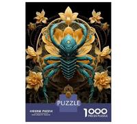 Puzzles for Adults 1000 Pieces Golden Lotus Spider Art Print Jigsaws for Adults Brain Teaser Game Analysis And Logic Unique Birthday And Xmas Gifts 38x26cm/1000pcs