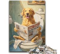 Puzzles for Adults 1000 Pieces Golden Retriever on The Toilet Puzzles for Teenagers,Fun Present & Activity for Home,Toy for Rainy Days (26x38cm)