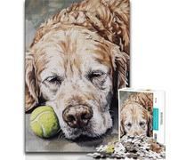 Puzzles for Adults 1000 Pieces Golden Retriever Playing Tennis 1000 Pieces for Teenagers,Brain Intelligence Challenge Addictive Toys for Home Decoration 38x26cm
