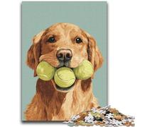 Puzzles for Adults 1000 Pieces Golden Retriever Playing Tennis Challenging To Complete But Fun And Humorous Birthday Present, Gifts, Wall Art 50x75cm