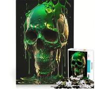 Puzzles for Adults 1000 Pieces Golden Skull Poison Green, Educational Toy, Staycation Kill Time, Birthday Present, Gifts, (38x52cm)