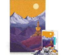 Puzzles for Adults 1000 Pieces Golden Stupa in Mountain Landscape, Educational Toy, Staycation Kill Time, Birthday Present, Gifts, (38x26cm)