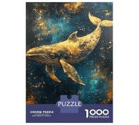 Puzzles for Adults 1000 Pieces Golden Whale in Space-1 Jigsaw Puzzle Brain Teaser Game But Fun And Humorous Christmas Birthday Gifts 38x26cm/1000pcs