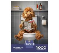Puzzles for Adults 1000 Pieces Goldendoodle on The Toilet Jigsaw Puzzle Brain Teaser Game But Fun And Humorous Christmas Birthday Gifts 70x50cm/1000pcs