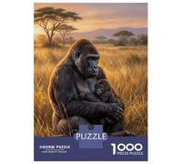 Puzzles for Adults 1000 Pieces Gorilla Mother And Baby in Savannah Jigsaw Puzzle Brain Teaser Game But Fun And Humorous Christmas Birthday Gifts 70x50cm/1000pcs