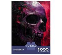 Puzzles for Adults 1000 Pieces Gothic Magenta Skull Jigsaw for Adults Brain Teaser Game Analysis And Logic Fun Activities at Home 38x26cm/1000pcs