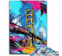 Puzzles for Adults 1000 Pieces Graffiti Art Golden Gate Bridge Puzzles for Adults,Stress Reliever Difficult Challenge Home Decoration Toys (75x50cm)