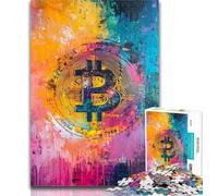 Puzzles for Adults 1000 Pieces Graffiti Bitcoin Adult Puzzles,Educational Games Home Decoration Suitable for Desktop Decoration 50x75cm