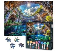 Puzzles for Adults 1000 Pieces - Greek Island Cave Lake Jigsaw Puzzle | Challenging Adult Puzzles for Home Decor & Learning (Hidden Cave) for Home Decor Gifts 27.5" x 19.6"/70 * 50cm