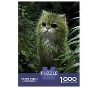 Puzzles for Adults 1000 Pieces Green Feline in Rainy Forest Jigsaw for Adults Brain Teaser Game Wall Decoration Christmas Birthday Gifts 70x50cm/1000pcs