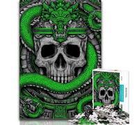 Puzzles for Adults 1000 Pieces Green Snake And Skull 1000 Pieces for Adults,Artistic Wall Decor & Birthday Gift Idea for Friends, Home Office (size 38x26cm)
