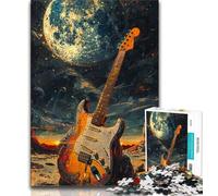 Puzzles for Adults 1000 Pieces Guitar on The Moon Adult Jigsaw,Educational Games Wall Decoration Unique Birthday And Xmas Gifts 26x38cm