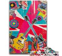 Puzzles for Adults 1000 Pieces Guitar Record Collage Stress Reliever Difficult Challenge Unique Home Decor And Gifts 50x75cm