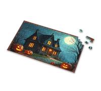 Puzzles For Adults 1000 Pieces Halloween Haunted House With Jack-O'-Lanterns Picture Puzzle Puzzle Board Puzzles For Toddlers 2-4(500PCS)