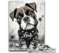 Puzzles for Adults 1000 Pieces Happy Boxer Puppy Educational Family Game Deal As Gifts for The Whole Family for And Age 14 Years Up 26x38cm