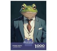 Puzzles for Adults 1000 Pieces Happy Frog in Suit Jigsaw Puzzle Brain Teaser Game But Fun And Humorous Christmas Birthday Gifts 70x50cm/1000pcs