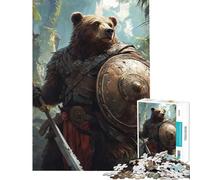 Puzzles for Adults 1000 Pieces Heroic Bear Warrior Help The Brain Exercise Wall Decoration Anti-Stress Toys for 14+ Puzzle Game Offered (38x52cm)