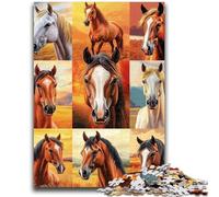 Puzzles for Adults 1000 Pieces Horse Collage 1000 Pieces for Teenagers,Brain Intelligence Challenge Addictive Toys for Home Decoration (38x26cm)