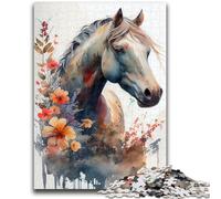Puzzles for Adults 1000 Pieces Horse Flower Family Fun for Is Ideal As A Gift for The Whole Family for And Age 14 Years Up 50x75cm