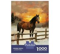 Puzzles for Adults 1000 Pieces Horse in Winter Sunset Jigsaw Puzzle Brain Teaser Game But Fun And Humorous Christmas Birthday Gifts 70x50cm/1000pcs