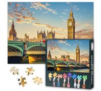 Puzzles for Adults 1000 Pieces - Iconic Big Ben Tower & Westminster Bridge at Sunset, London UK Landscape Jigsaw Puzzle for Adults 1000 Piece - 27.5x19.7 in