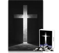 Puzzles for Adults 1000 Pieces Illuminated Christian Cross Brainteaser Family Games Staycation Kill Time Gifts Ideas Size 38x26cm