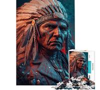 Puzzles for Adults 1000 Pieces Indian Chief Portrait Puzzles for Adults Brain Teaser Game For Family Fun Christmas Birthday Gifts (Size 50x75cm)