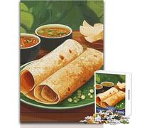Puzzles for Adults 1000 Pieces Indian Flatbread with Dips Brainteaser Family Games Staycation Kill Time Gifts Ideas Size 38x52cm