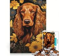 Puzzles for Adults 1000 Pieces Irish Setter with Flowers, Educational Toy, Pattern Assembly, Artists Collection, Fine Art (50x75cm)