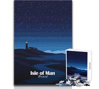 Puzzles for Adults 1000 Pieces Isle of Man Night Landscape Brainteaser Family Games Staycation Kill Time Gifts Ideas Size 38x26cm