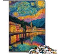 Puzzles for Adults 1000 Pieces Italy Under The Night Sky, Challenging Game And Family Play with Fully Interlocking Randomly Shaped Pieces (Size 50x75cm)