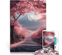 puzzles for adults 1000 pieces “japan road and sakura tree ” Made of cardboard，for and from 14 years and over Train your brain and your hands Fun at Home Activities, Birthday Present,Travel Gifts。