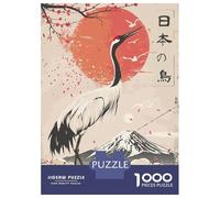 Puzzles for Adults 1000 Pieces Japanese Kanji Crane Bird Jigsaw for Adults Brain Teaser Game Analysis And Logic Fun Activities at Home 52x38cm/1000pcs